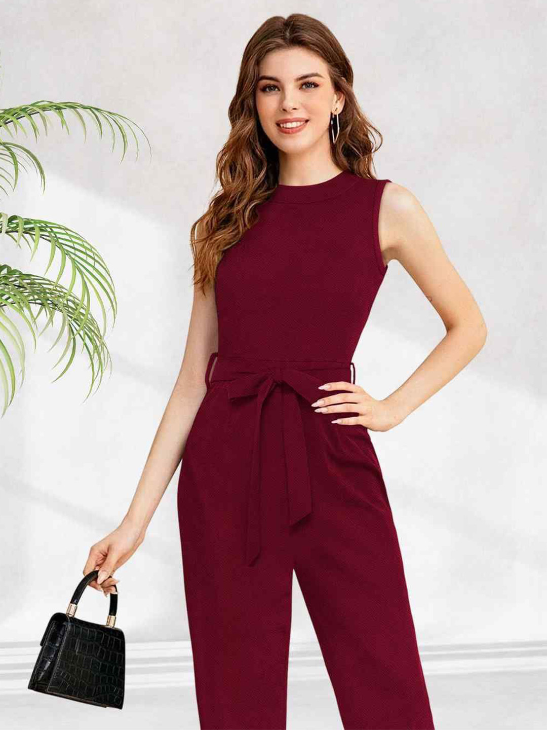Solid Tie Up Full Jumpsuit main image 0