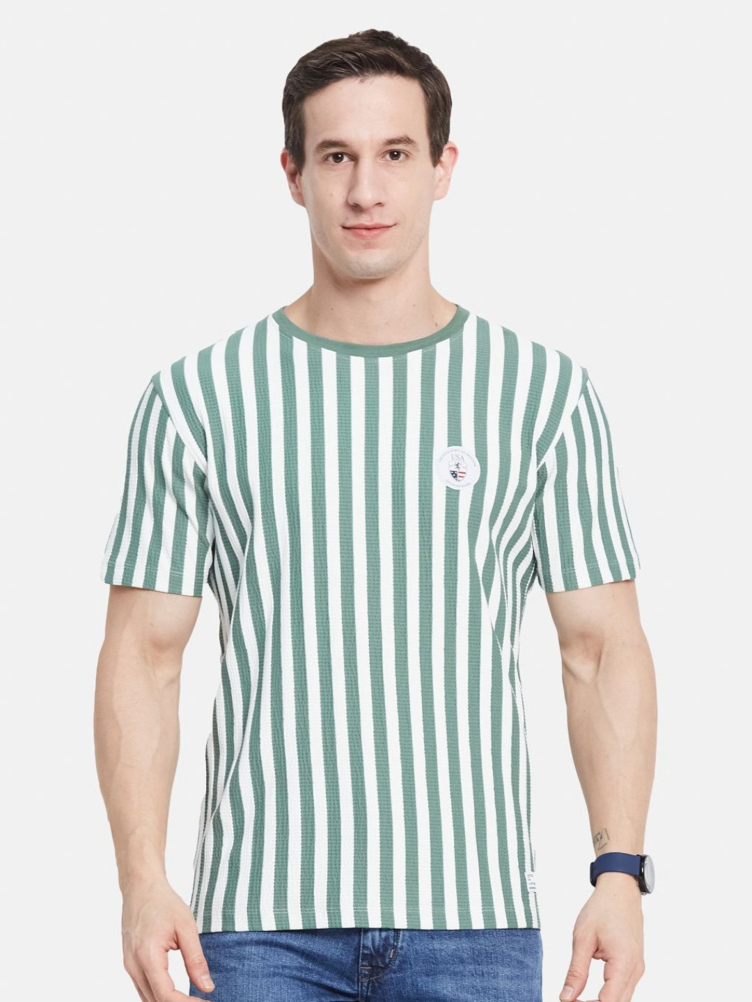 Men's Striped Round Neck Long Sleeve T-Shirt