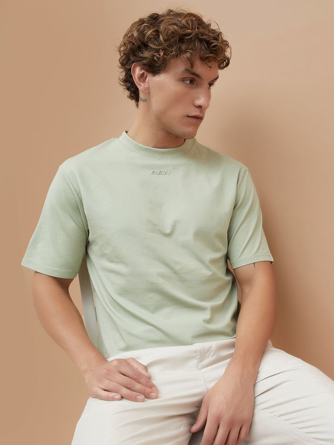 Buy Bossini Men Solid Round Neck Oversized T Shirt - Tshirts for Men ...