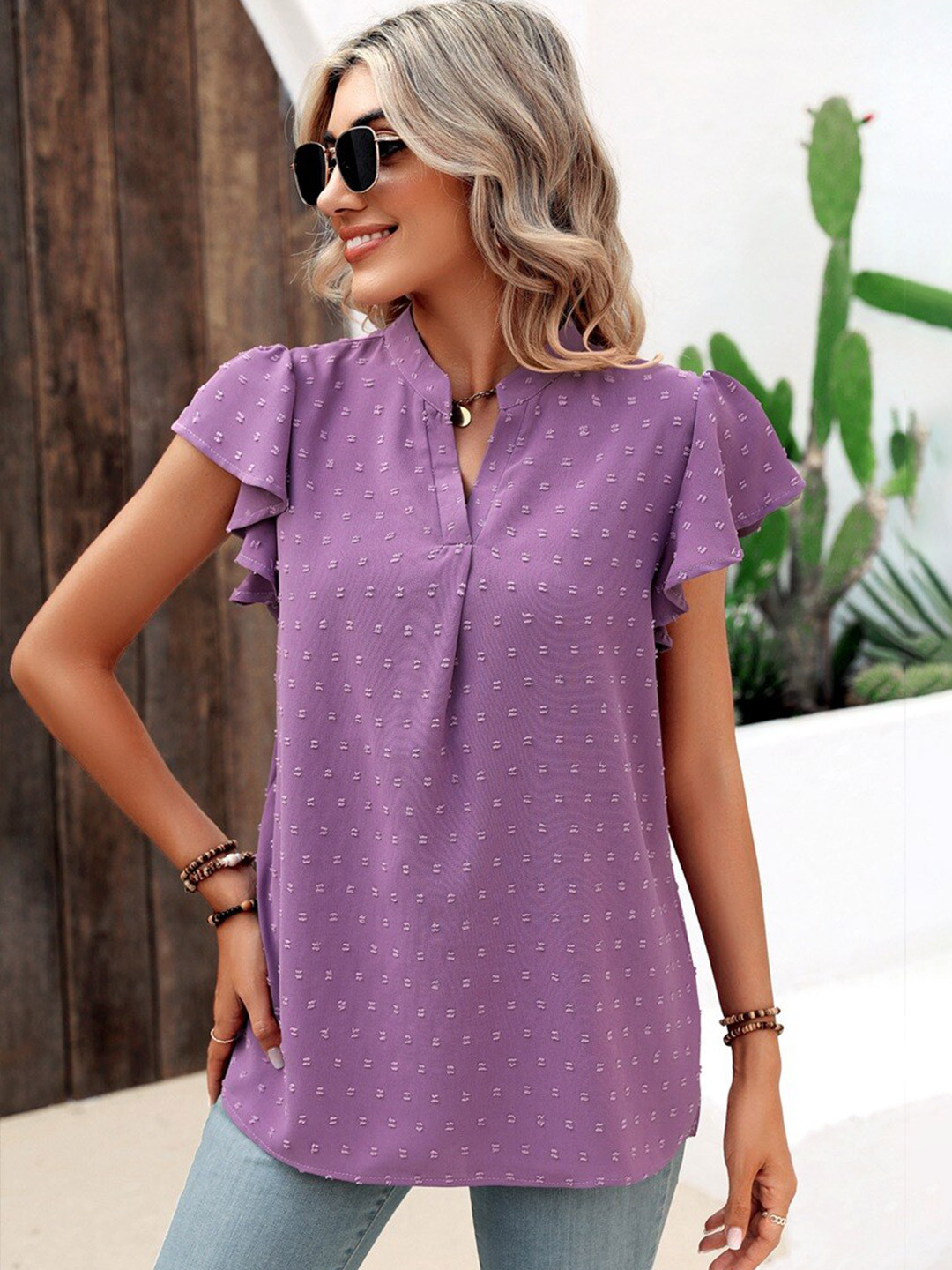 Purple Self Design Top