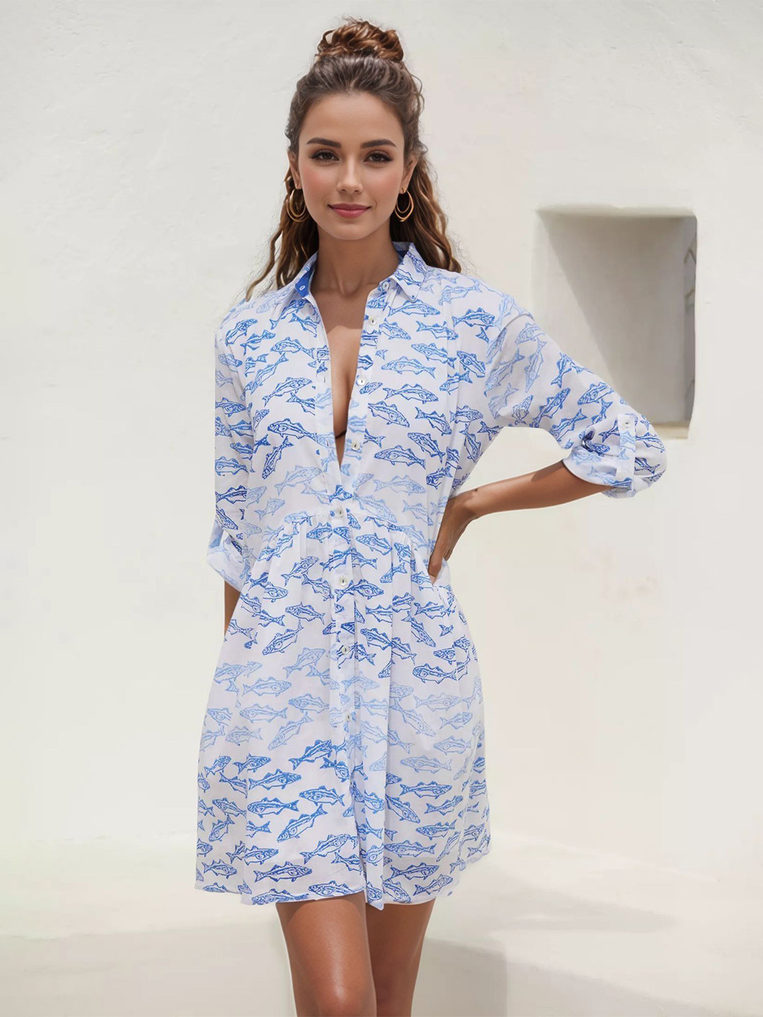 Women A Line Above Knee V Neck Dress