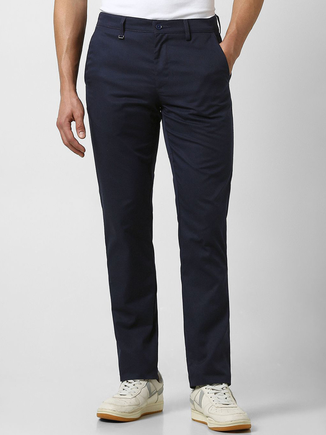 Buy Van Heusen Men Slim Fit Mid Rise Formal Trousers - Trousers for Men ...