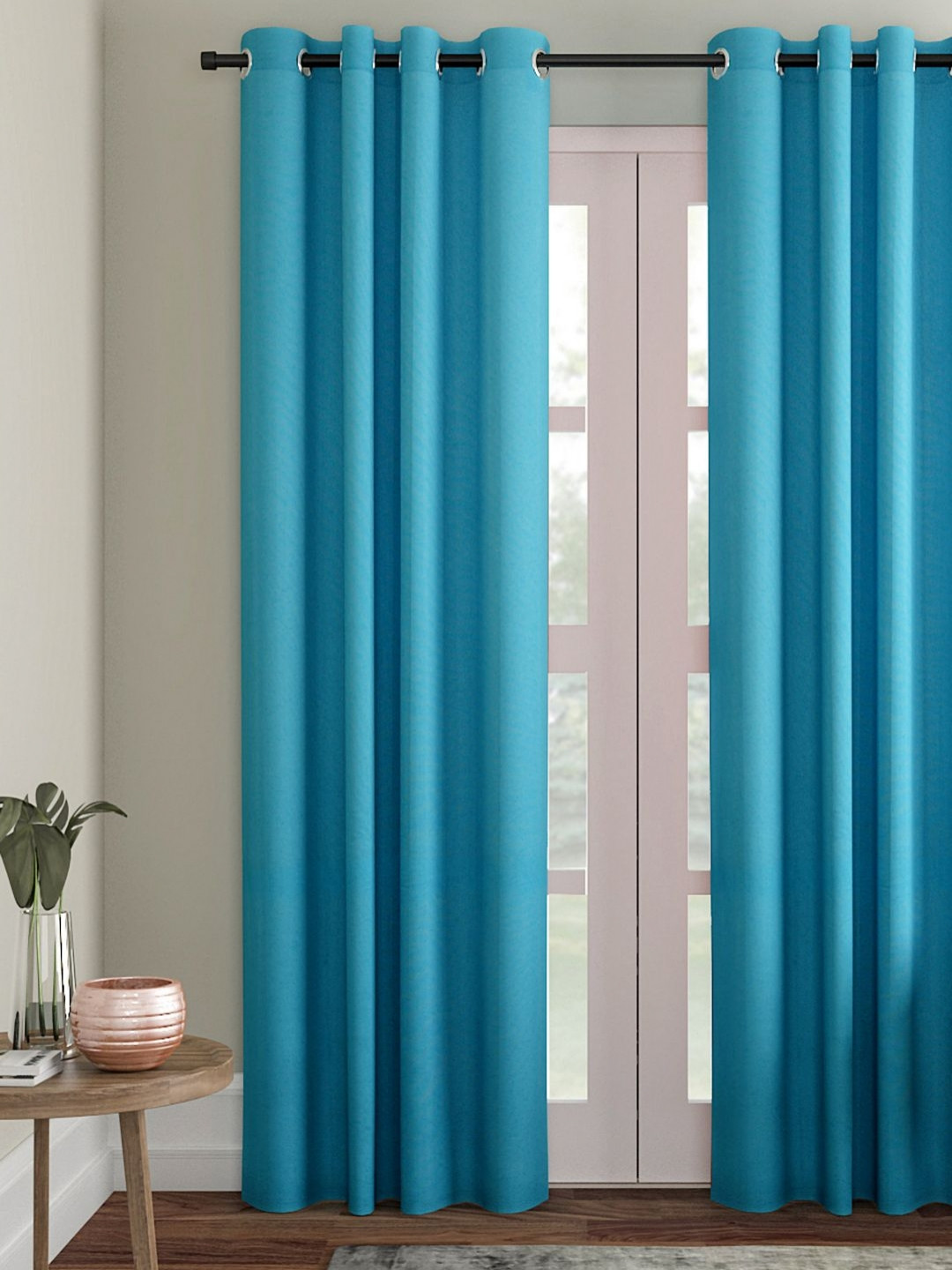 Buy Aura Blue Room Darkening Door Curtain - Curtains And Sheers for ...
