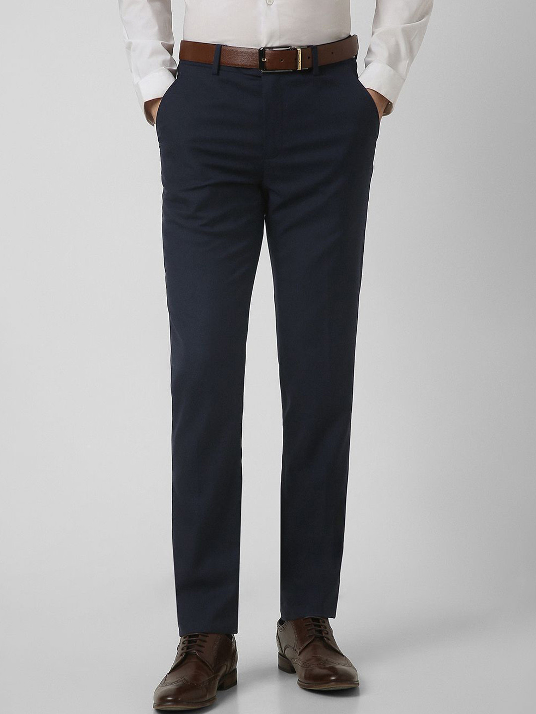 Buy Peter England Elite Men Slim Fit Trousers - Trousers for Men ...