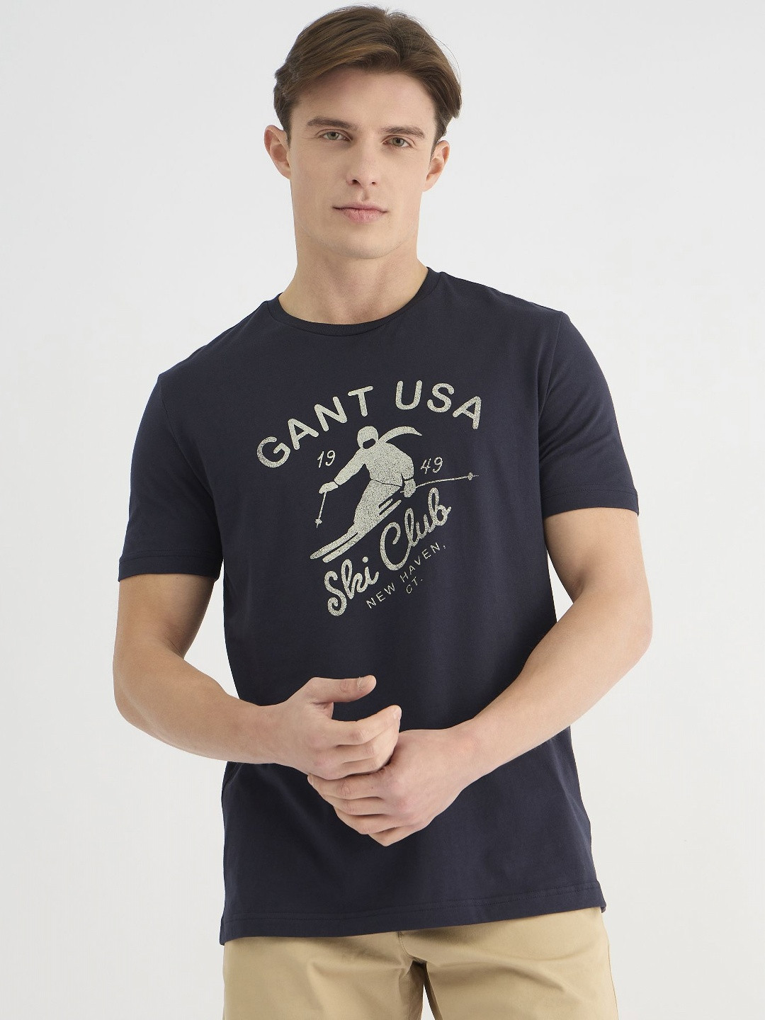 Gant Boys Blue Printed Relaxed Fit Round Neck T-Shirt