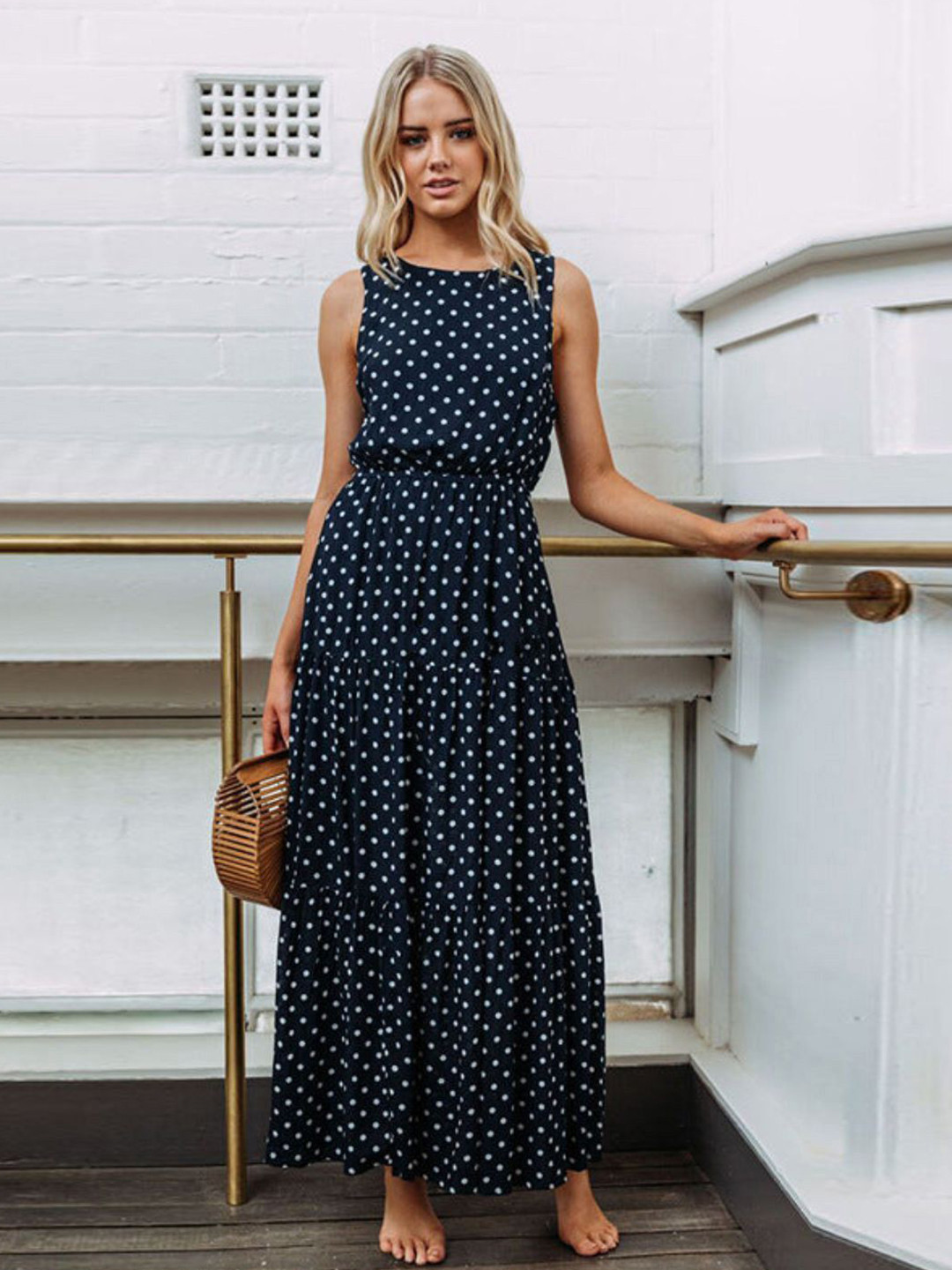 Dot Printing Maxi Dress