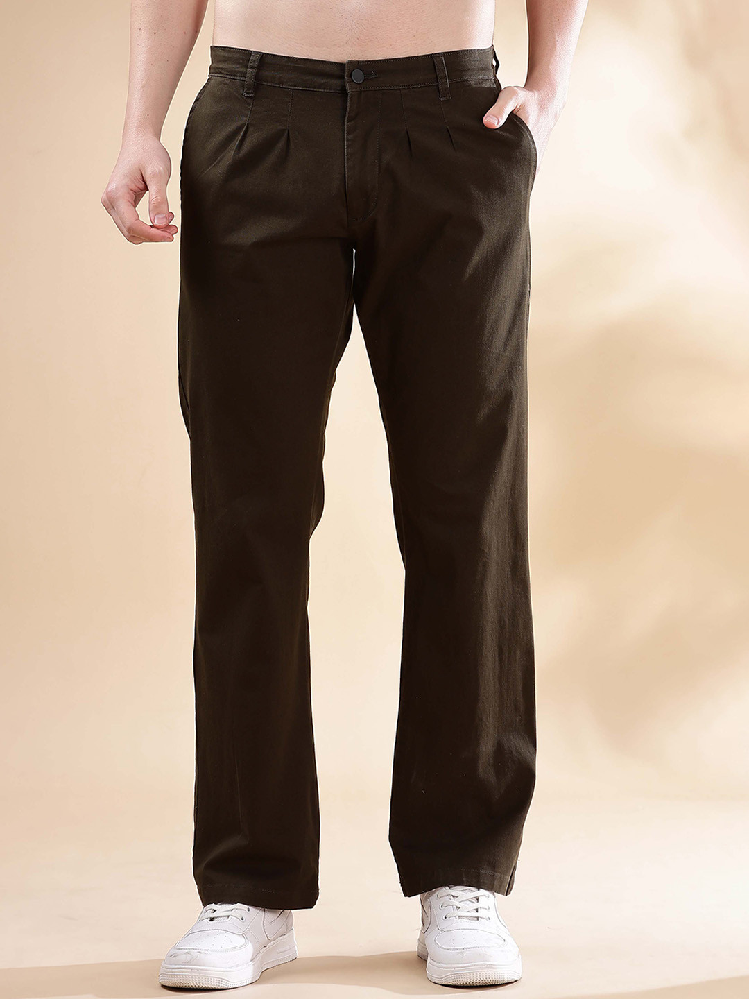 Men's Mid waist Loose Casual Chinos Pant trouser