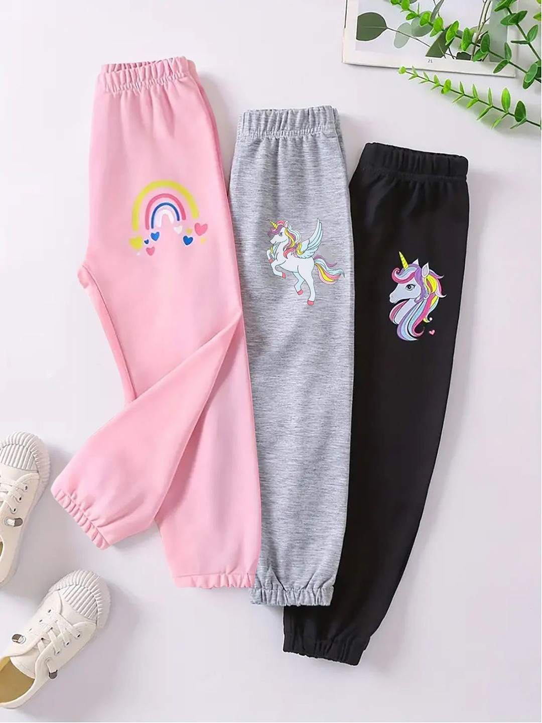 Girls Sea Green & Brown Velour Track Pants