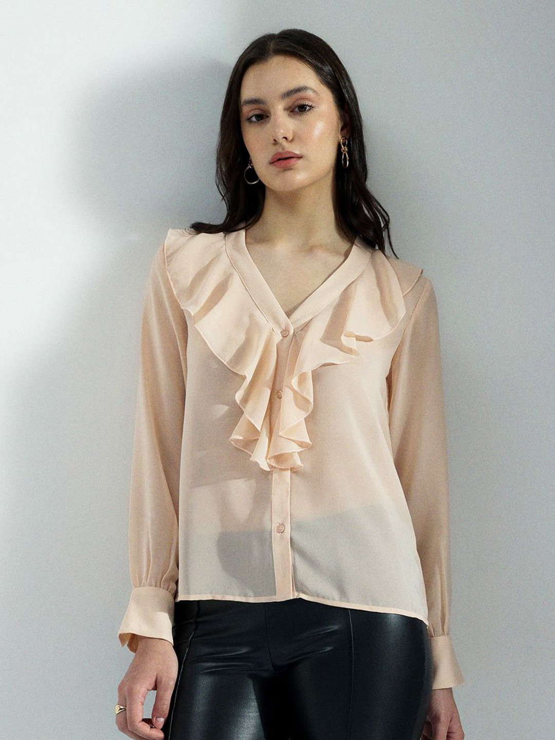 Buy H&M Ruffled Neck Blouse - Tops for Women 33004086 | Myntra