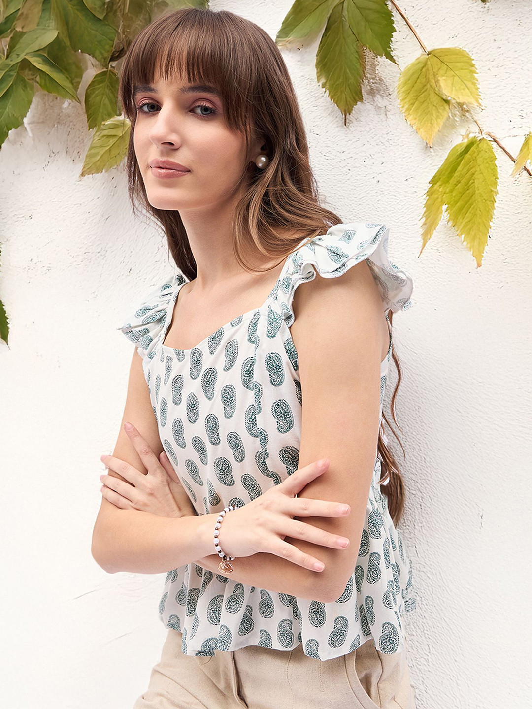 Black Ethnic Motifs Sleeveless Top main image 0