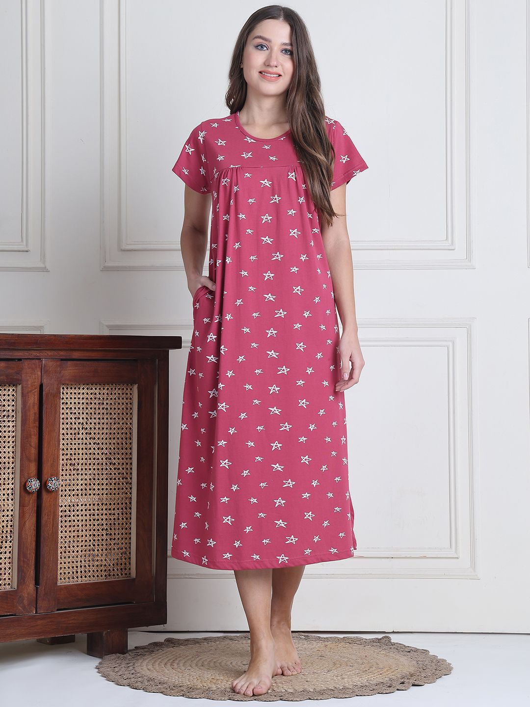 Women's Silk Cosette Nightgown in Pink