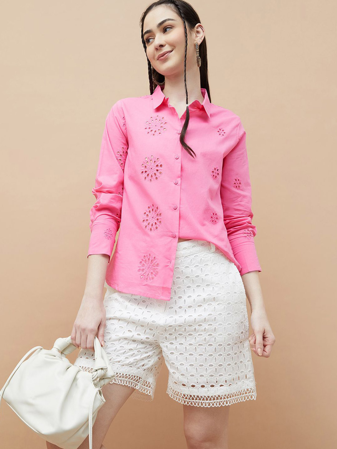 Buy Colour Me By Melange Women Relaxed Fit Floral Self Design Cotton ...
