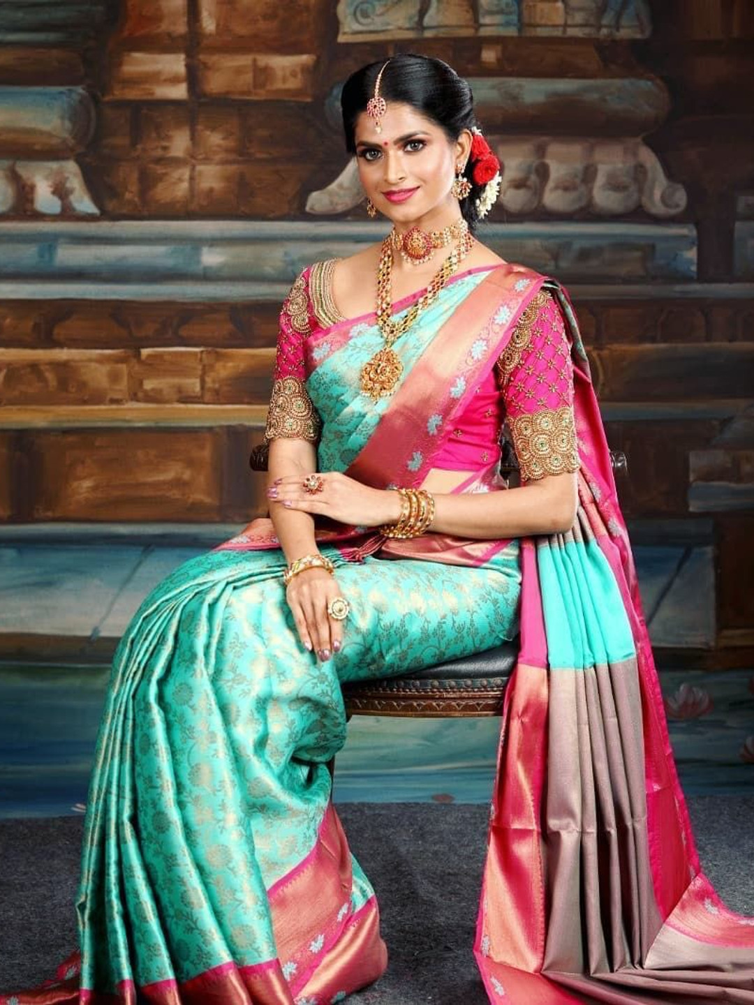 Buy Bansari Textiles Woven Design Zari Pure Silk Kanjeevaram Saree ...