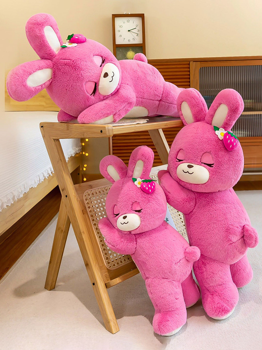 Small Sleeping Plush Bunny in Soft Brown