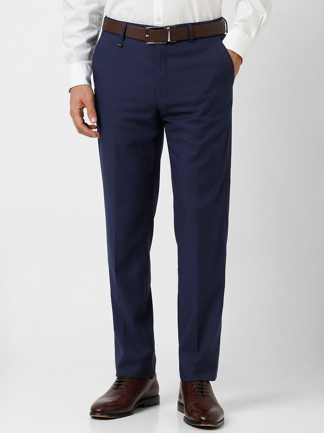 Buy Van Heusen Men Slim Fit Mid Rise Formal Trousers - Trousers for Men ...