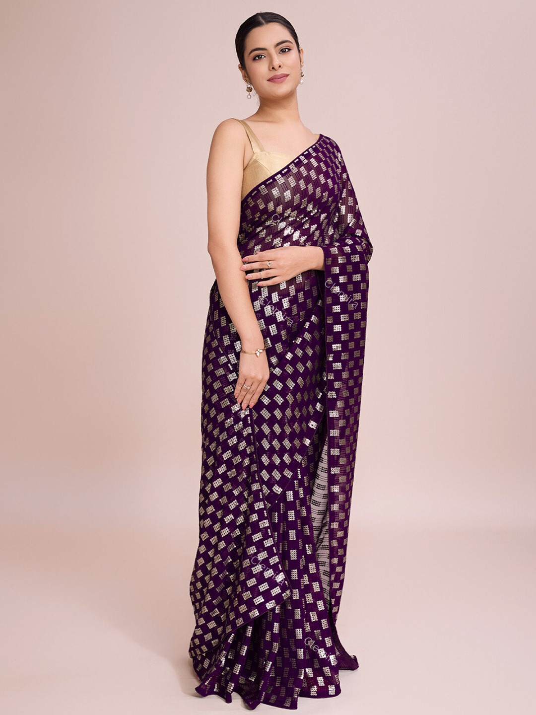 Buy Moda Rapido Sequinned Pure Georgette Saree - Sarees for Women ...