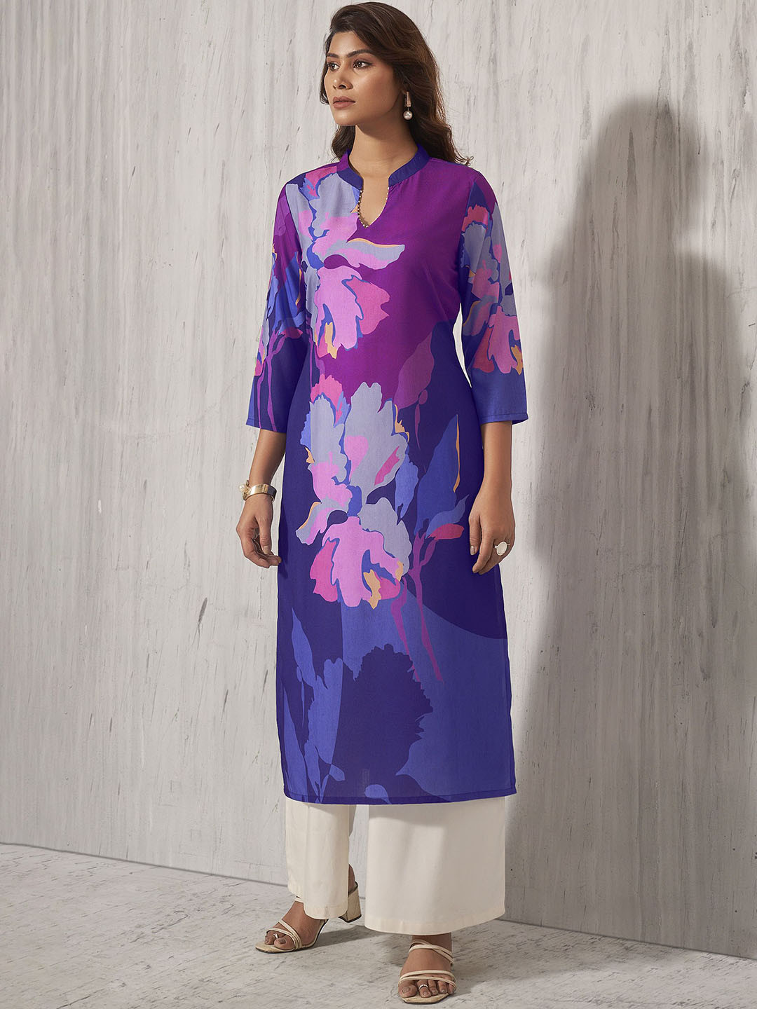 Women Blue Abstract Printed Kurta