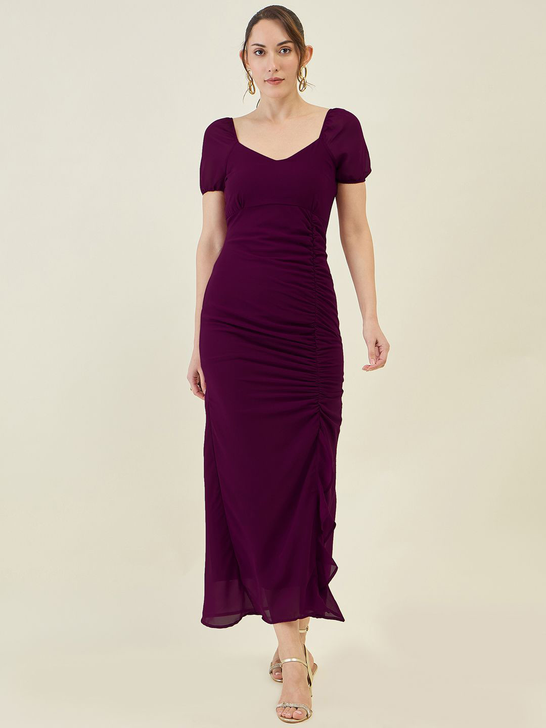 AAYU Women Bodycon Satin Maxi Dress