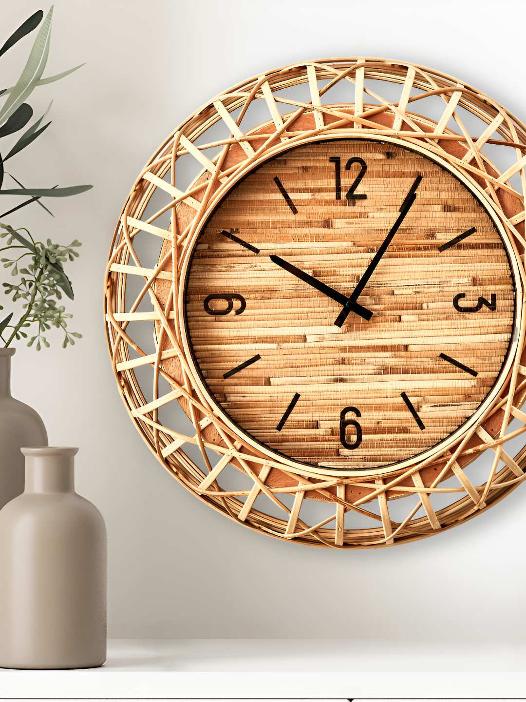 Buy Home Centre Beige Textured Contemporary Wall Clock - Clocks for ...
