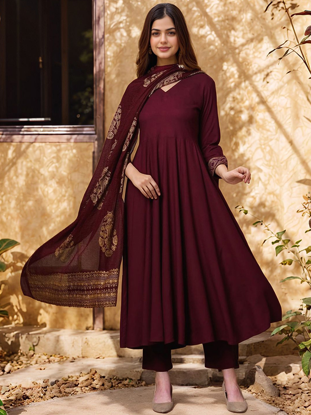 Women Blue Ethnic Motifs Printed Anarkali Kurta main image 1