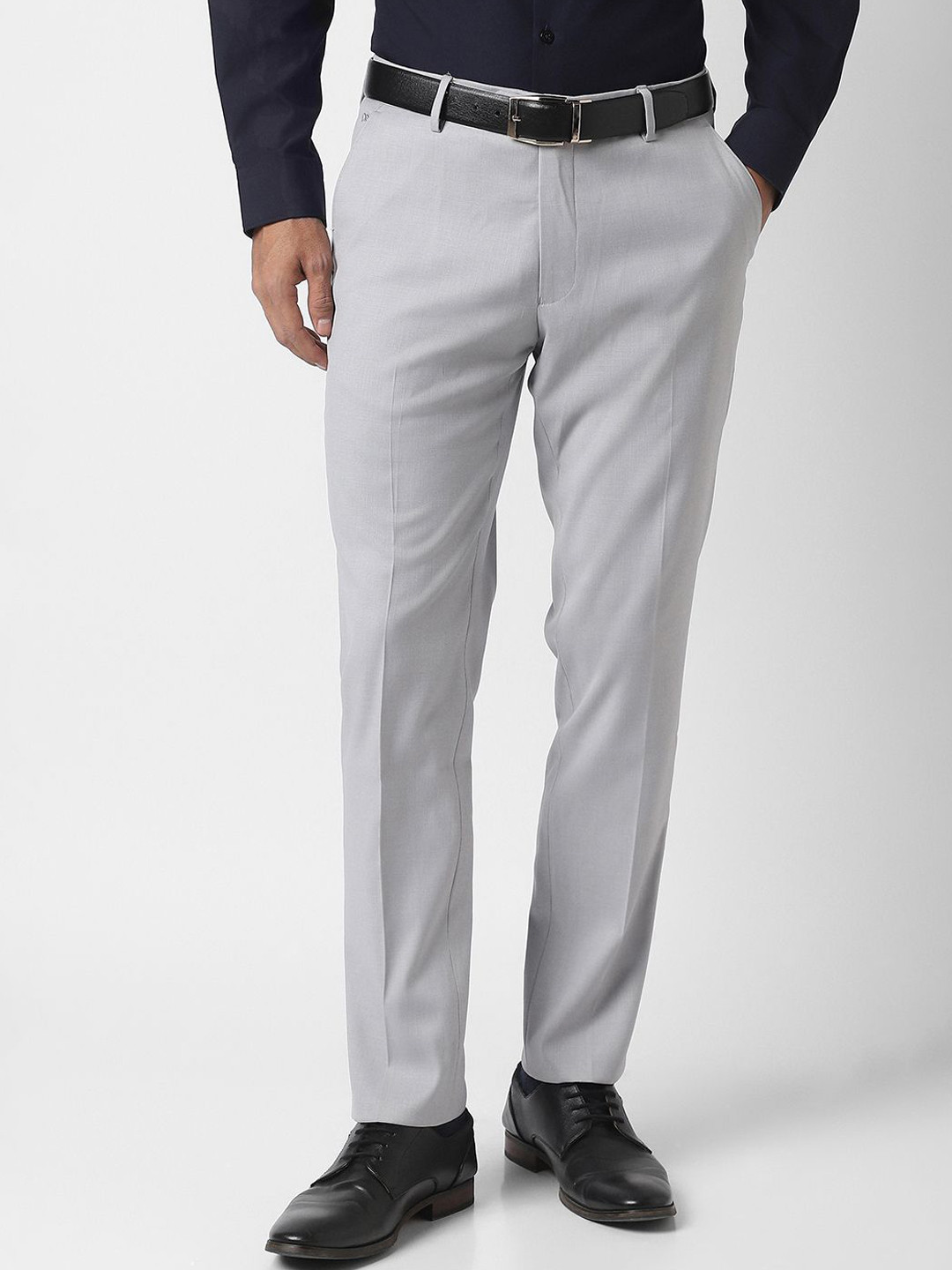 Buy Peter England Elite Men Slim Fit Mid Rise Flat Front Formal Trouser ...