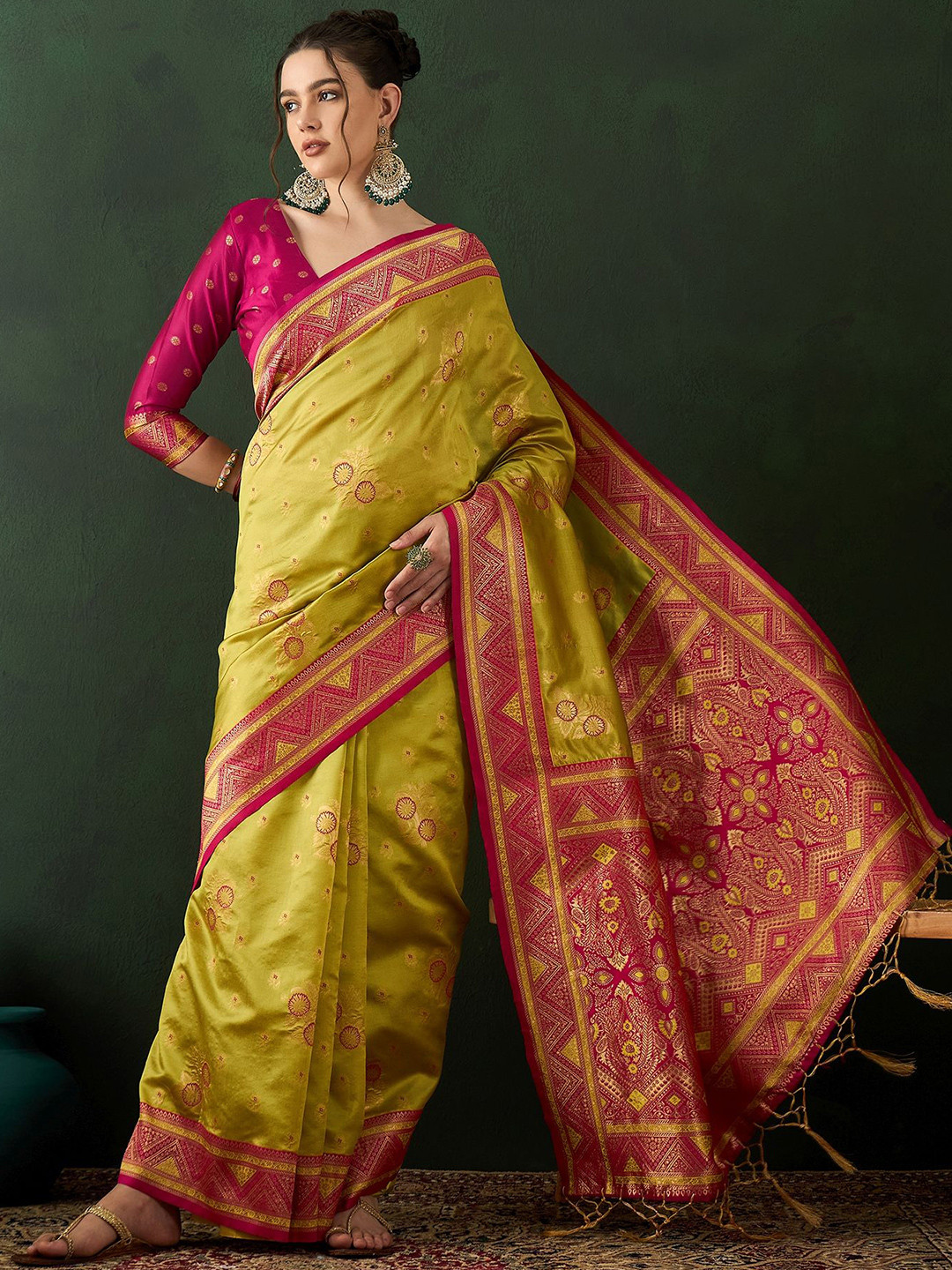 Ethnic Motifs Zari Saree