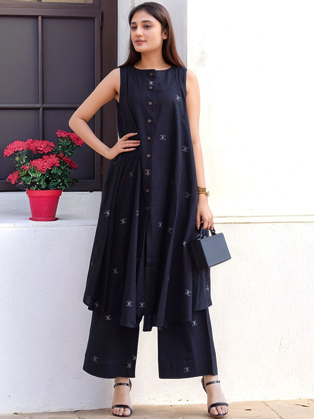 Abstract Printed Kurta With Palazzo Women Coord Set