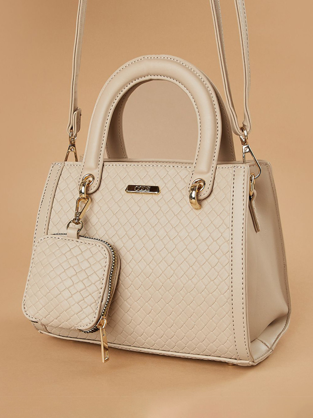 Buy CODE By Lifestyle Women Textured Baguette Quilted Satchel Bag With ...