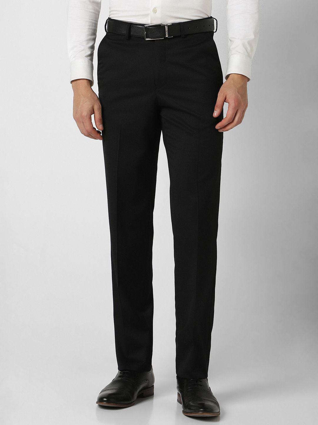 Buy Van Heusen Men Mid Rise Regular Fit Formal Trousers - Trousers for ...