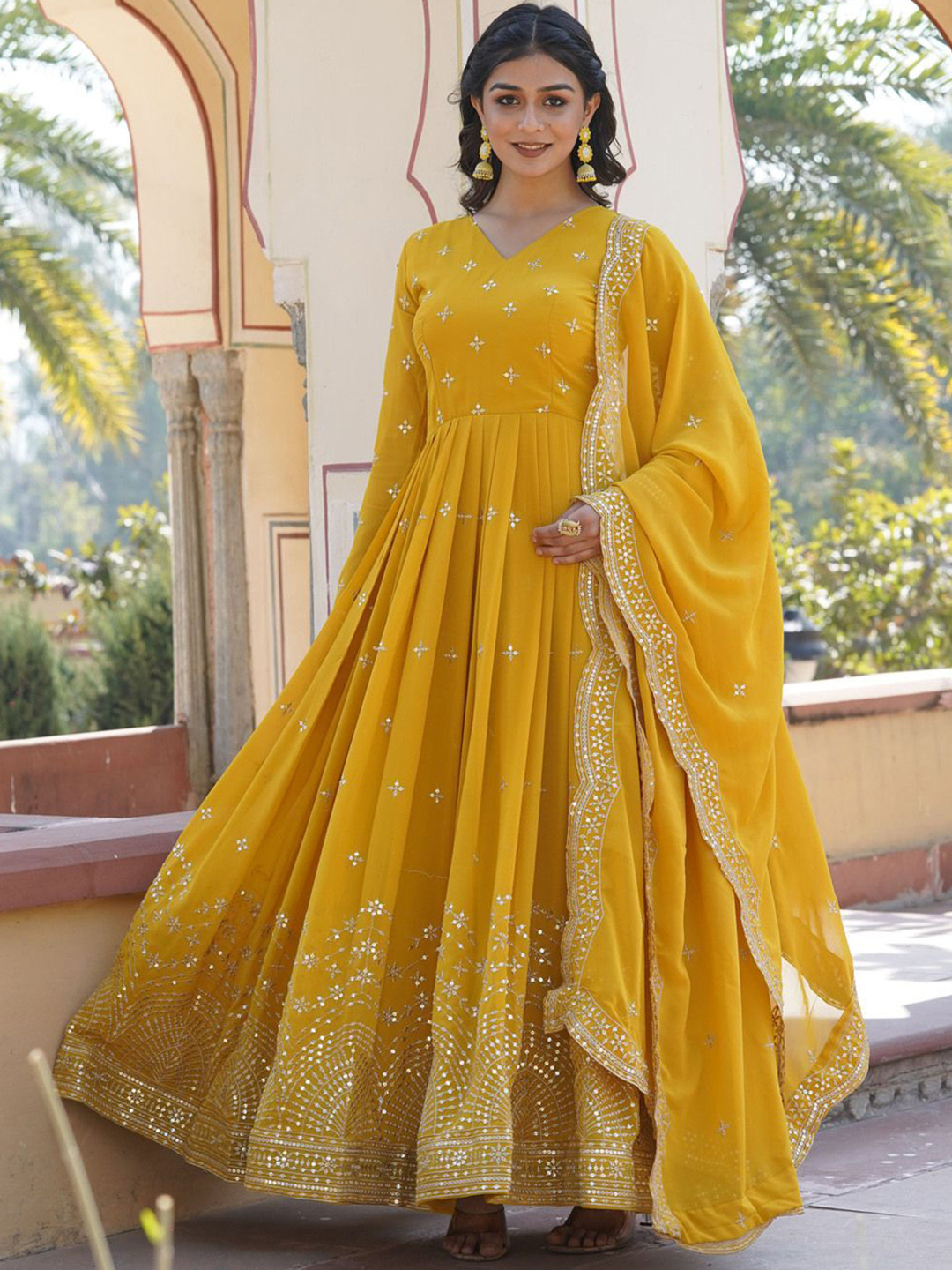 Ethnic Embroidered Anarkali Dress For Women