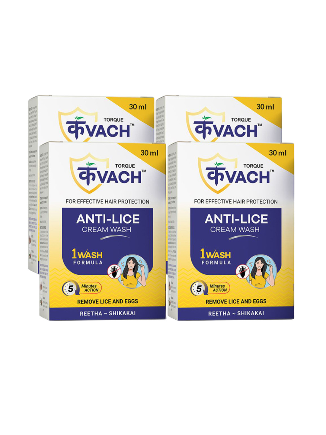 Buy Torque Set Of 4 Ant Lice Kvach Cream Wash 30ml Each - Hair Masks ...