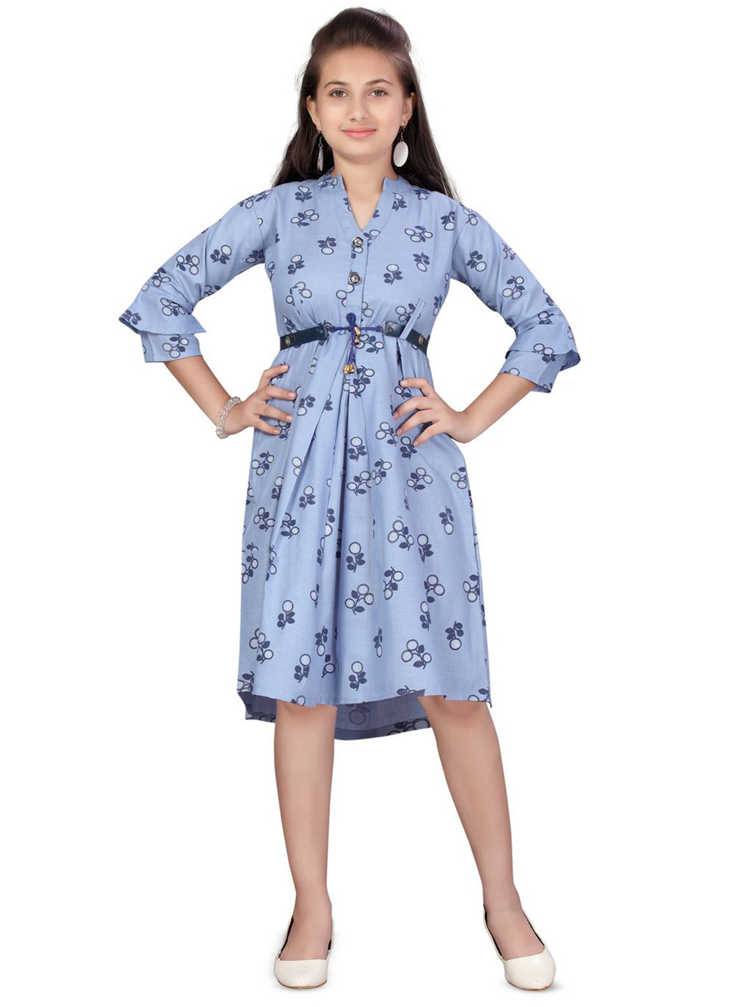 Buy GLOBAL NOMAD Girls Floral Print Fit & Flare Dress - Dresses for ...