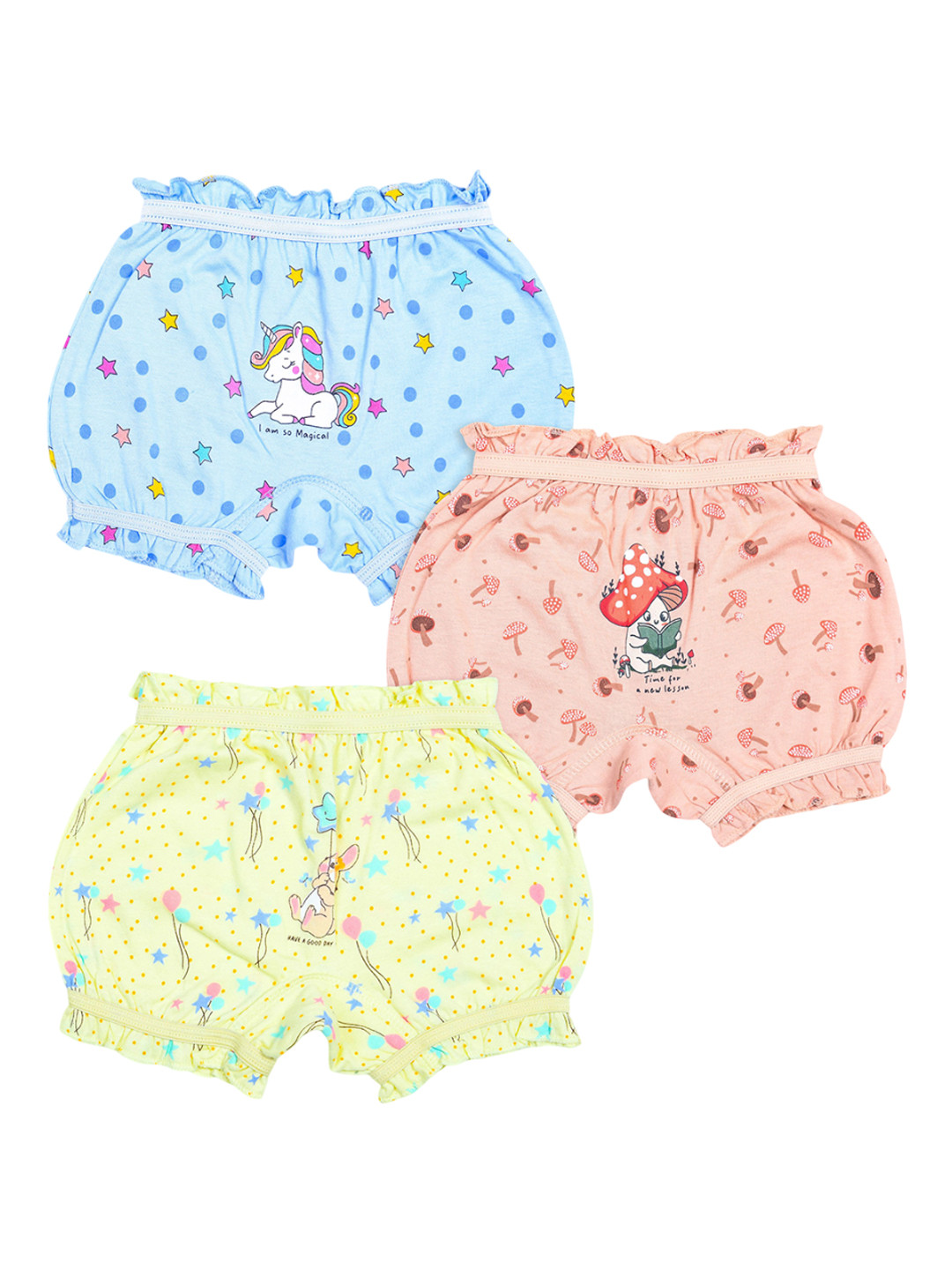 Buy Revvo Junior Girls Pack Of 3 Printed Pure Cotton Basic Briefs RJB ...