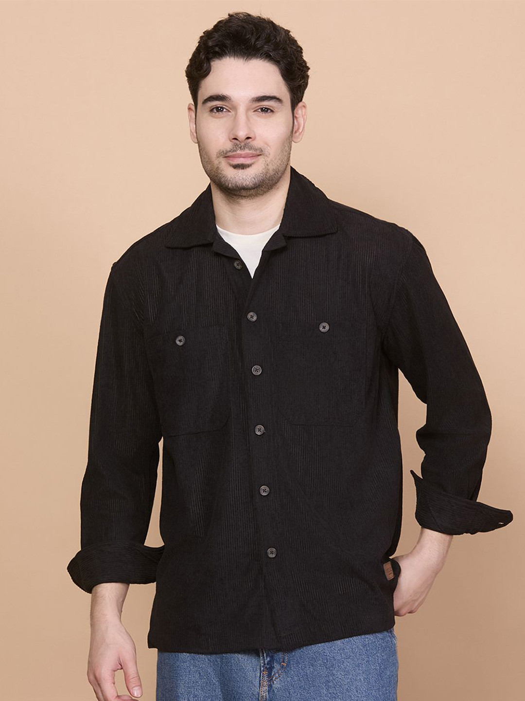Men's White Comfort Relaxed Fit Cuban Collar Solid Cotton Casual Shirt