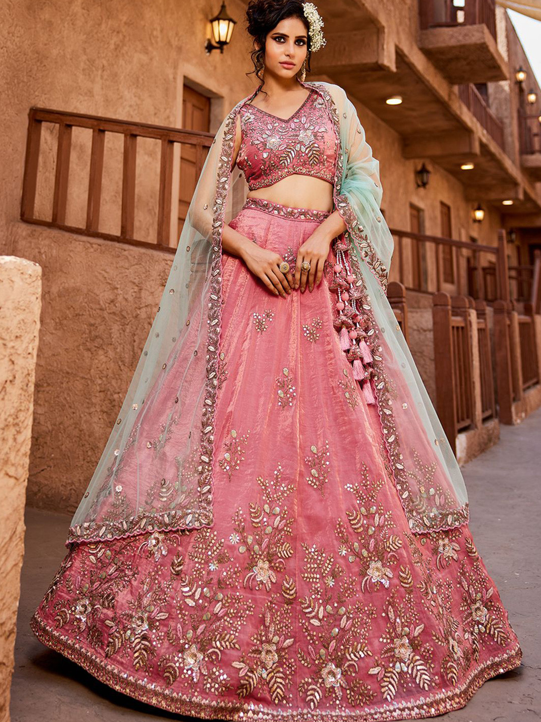 Embroidered Beads and Stones Lehenga Choli With Dupatta