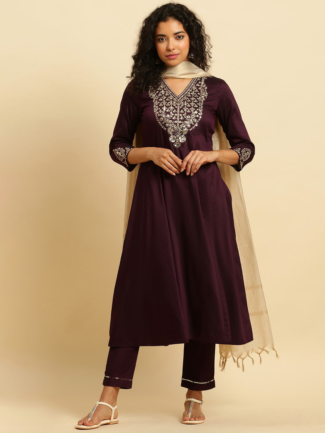 Women Multicolor Rayon Thread Embroidered kurta with pant and dupatta set