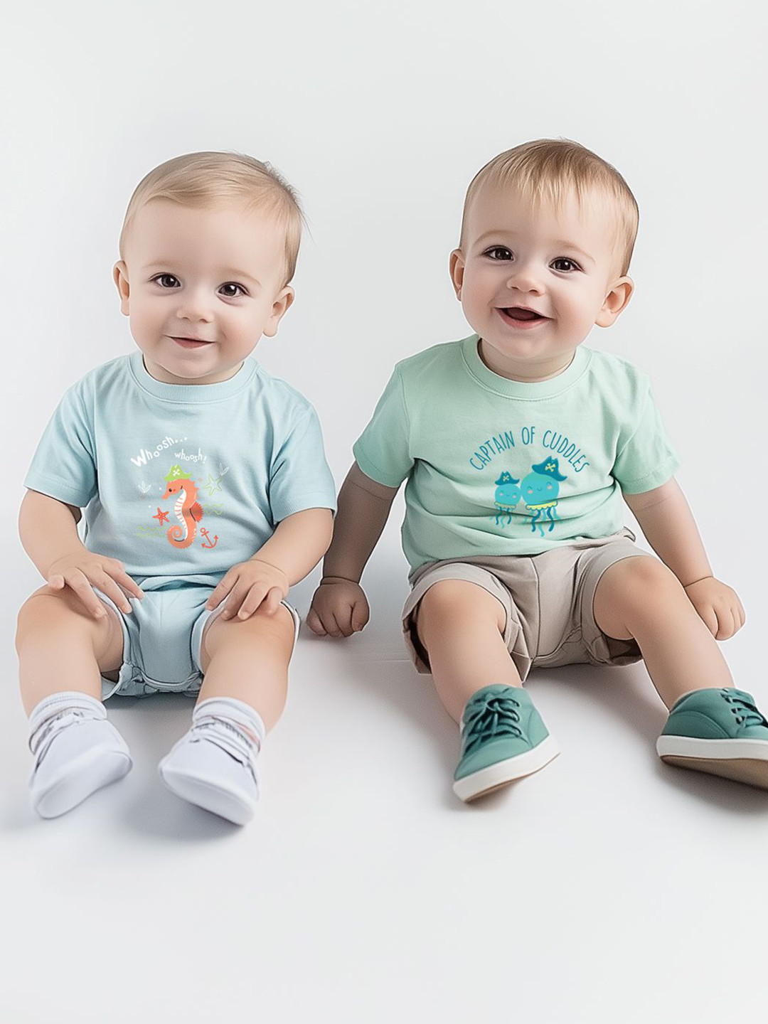 Nautinati Infant Boys Cotton Striped and Graphic Print T-shirt and Joggers Set