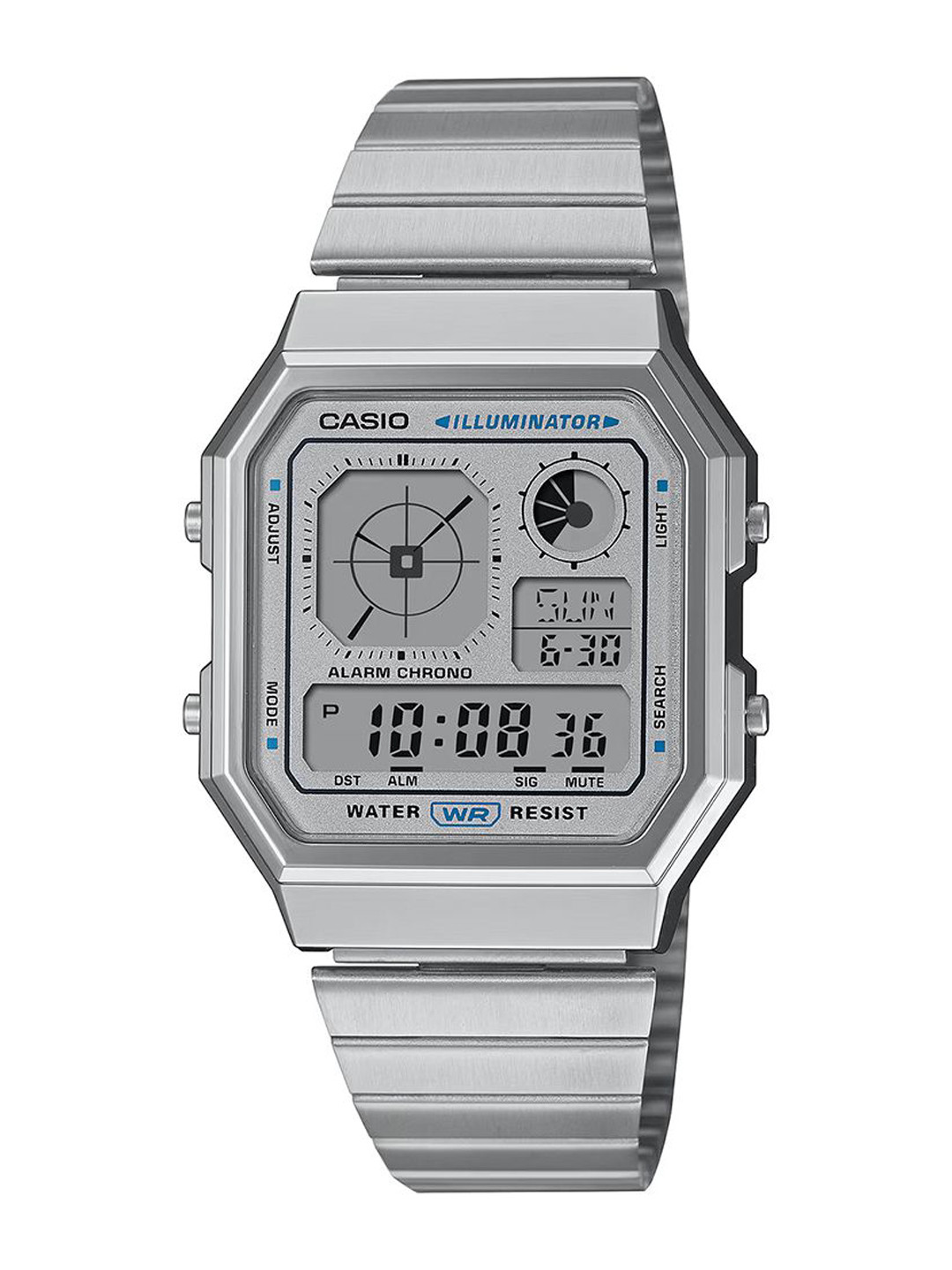Buy CASIO Unisex Dial & Stainless Steel Cuff Straps Digital Chronograph ...