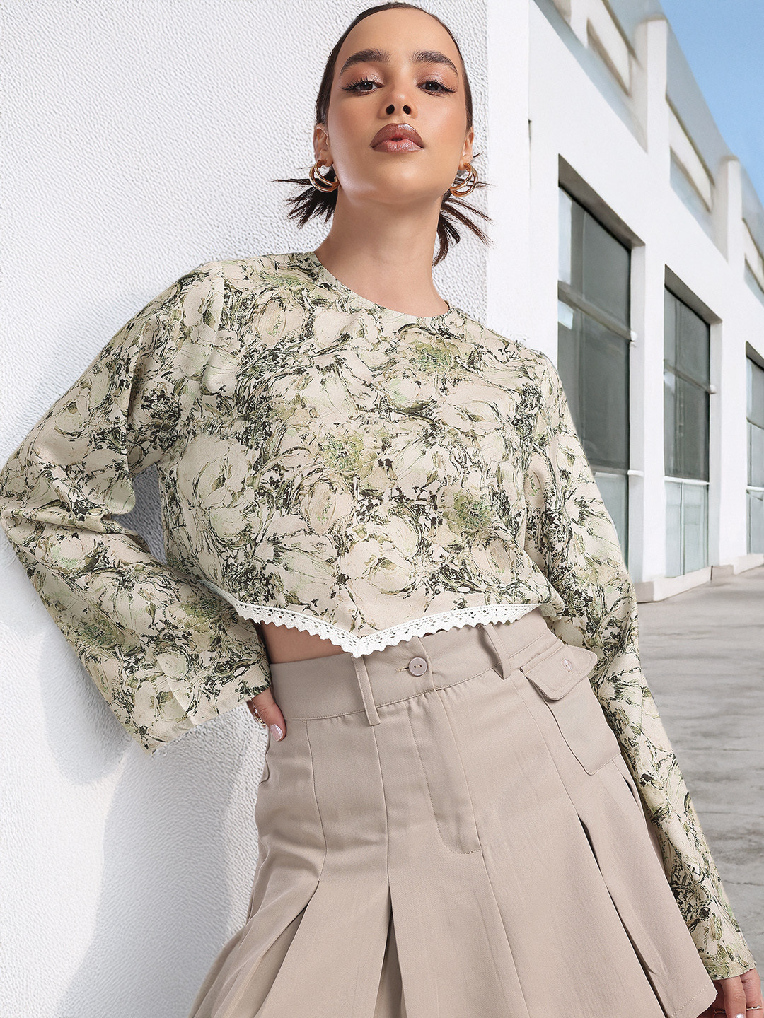 Abstract Print Crop Top