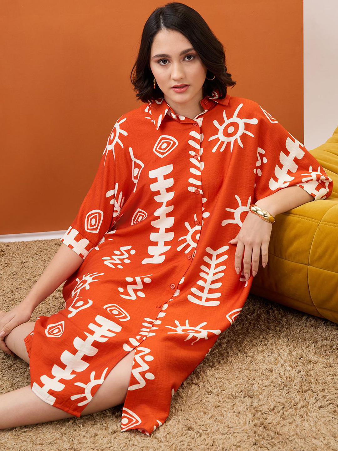 TRIBAL WHISPER WOVEN MIDI DRESS