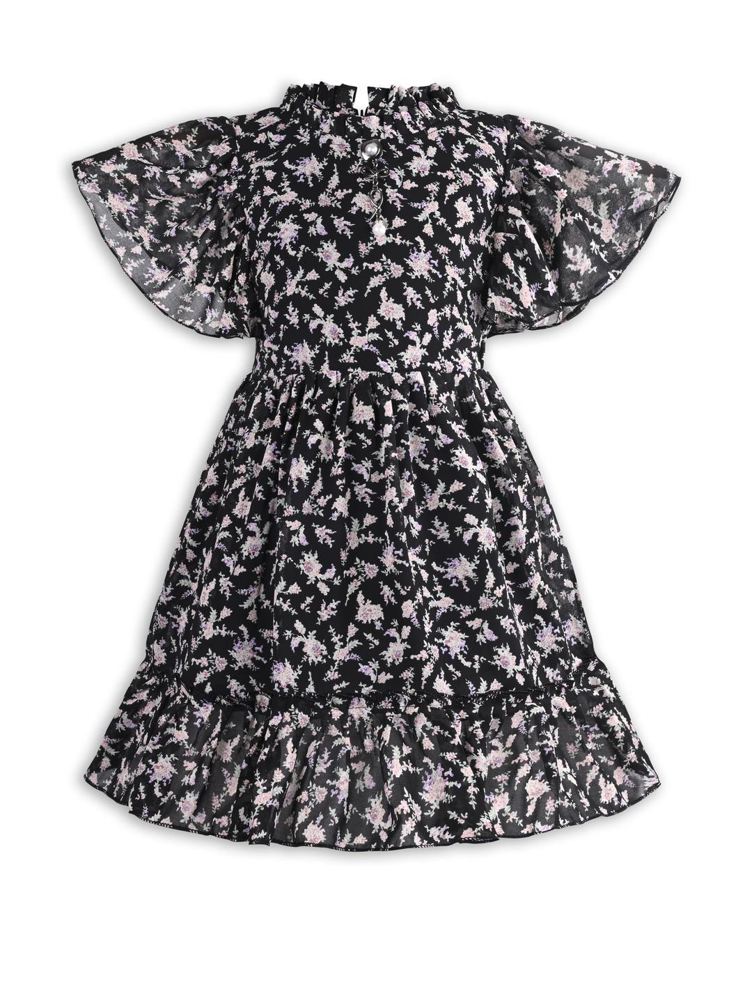 Girls Full Sleeve Polka Print Fit and Flare Frock Dress