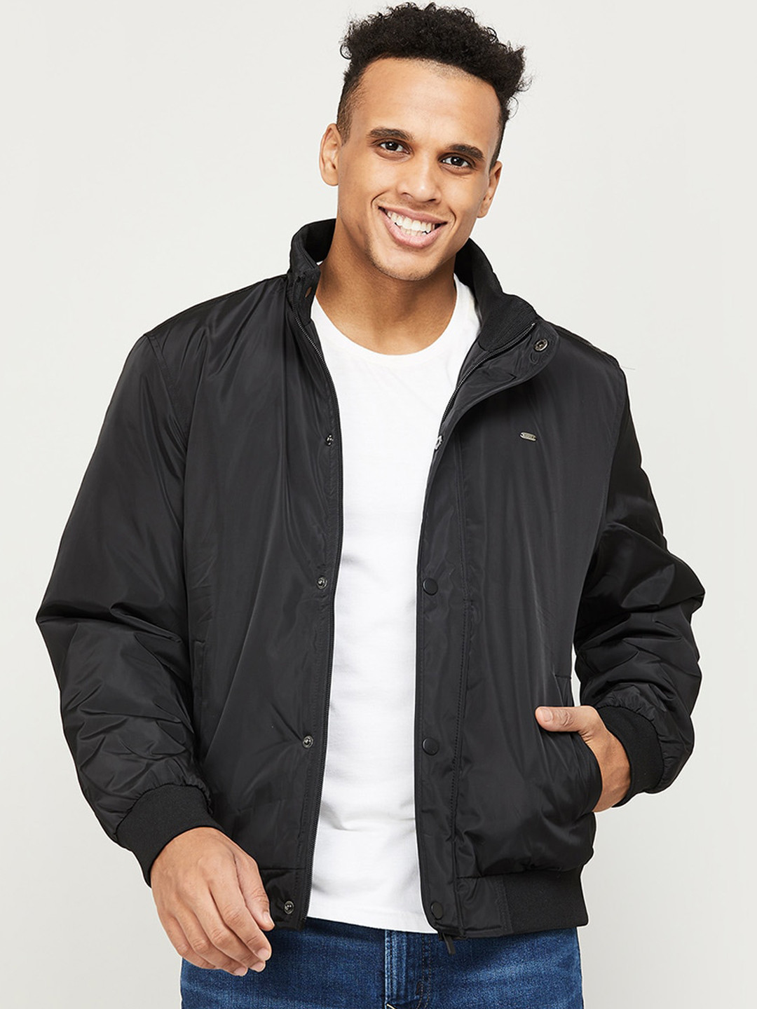 Buy CODE By Lifestyle Men Black Bomber Jacket Jackets for Men