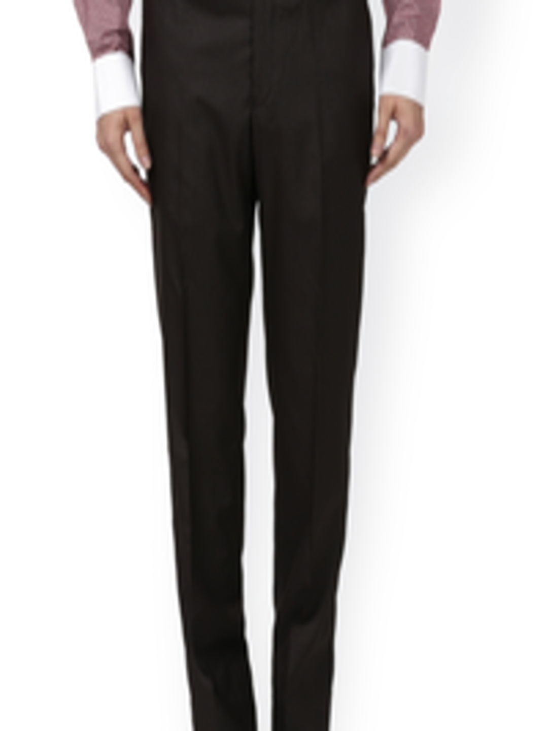 Buy Park Avenue Men Brown & White Regular Fit Solid Formal Trousers ...