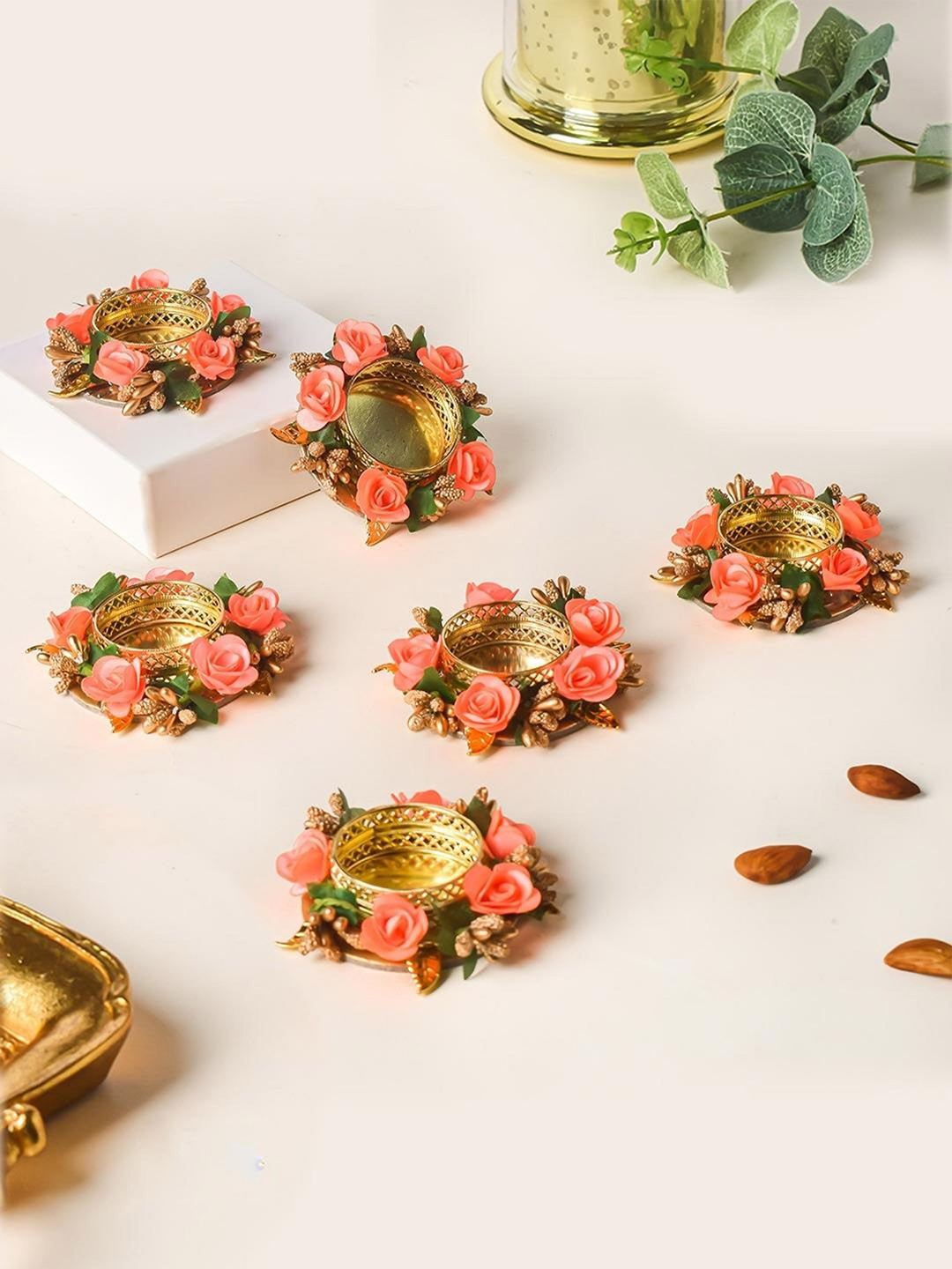 Buy Nestasia Set Of 6 Peach Tea Light Candle Holders Candle Holders