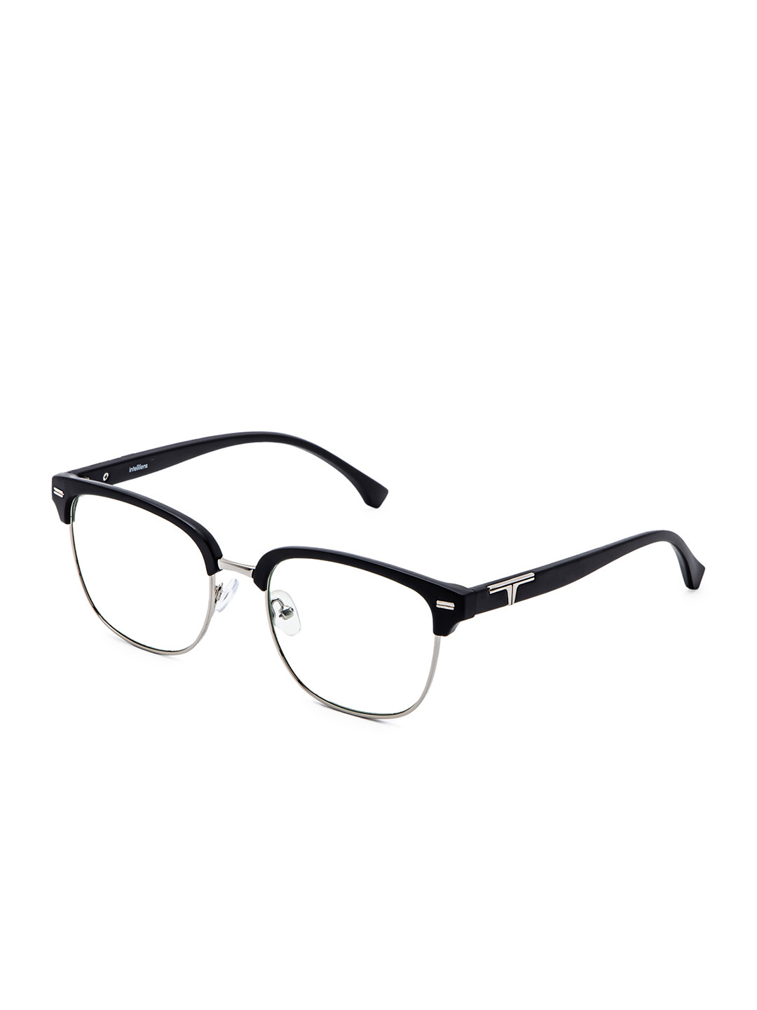 Buy Intellilens Unisex Transparent & Black Half Rim Round Frames ...