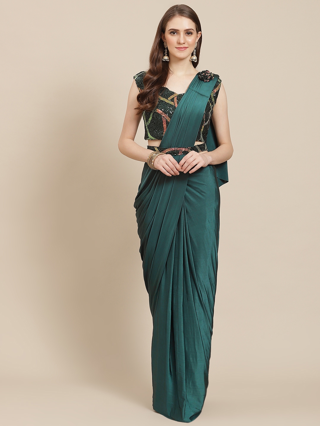 Buy Grancy Green Ready To Wear Saree Sarees For Women 20256468 Myntra buy-grancy-green-ready-to-wear-saree-sarees-for-women-20256468-myntra