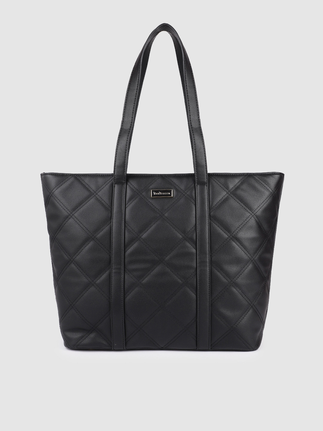 Buy Van Heusen Black Solid Structured Shoulder Bag Handbags for Women
