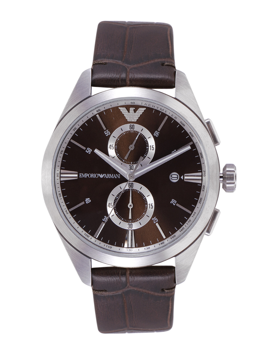 Buy Emporio Armani Men Brown Dial & Brown Leather Straps Analogue