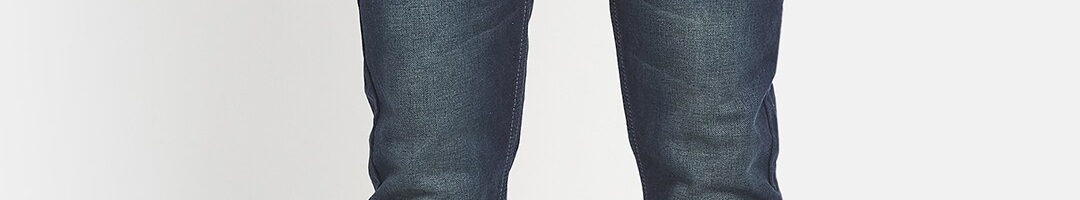 Buy Octave Men Blue Straight Fit Heavy Fade Stretchable Cotton Jeans ...