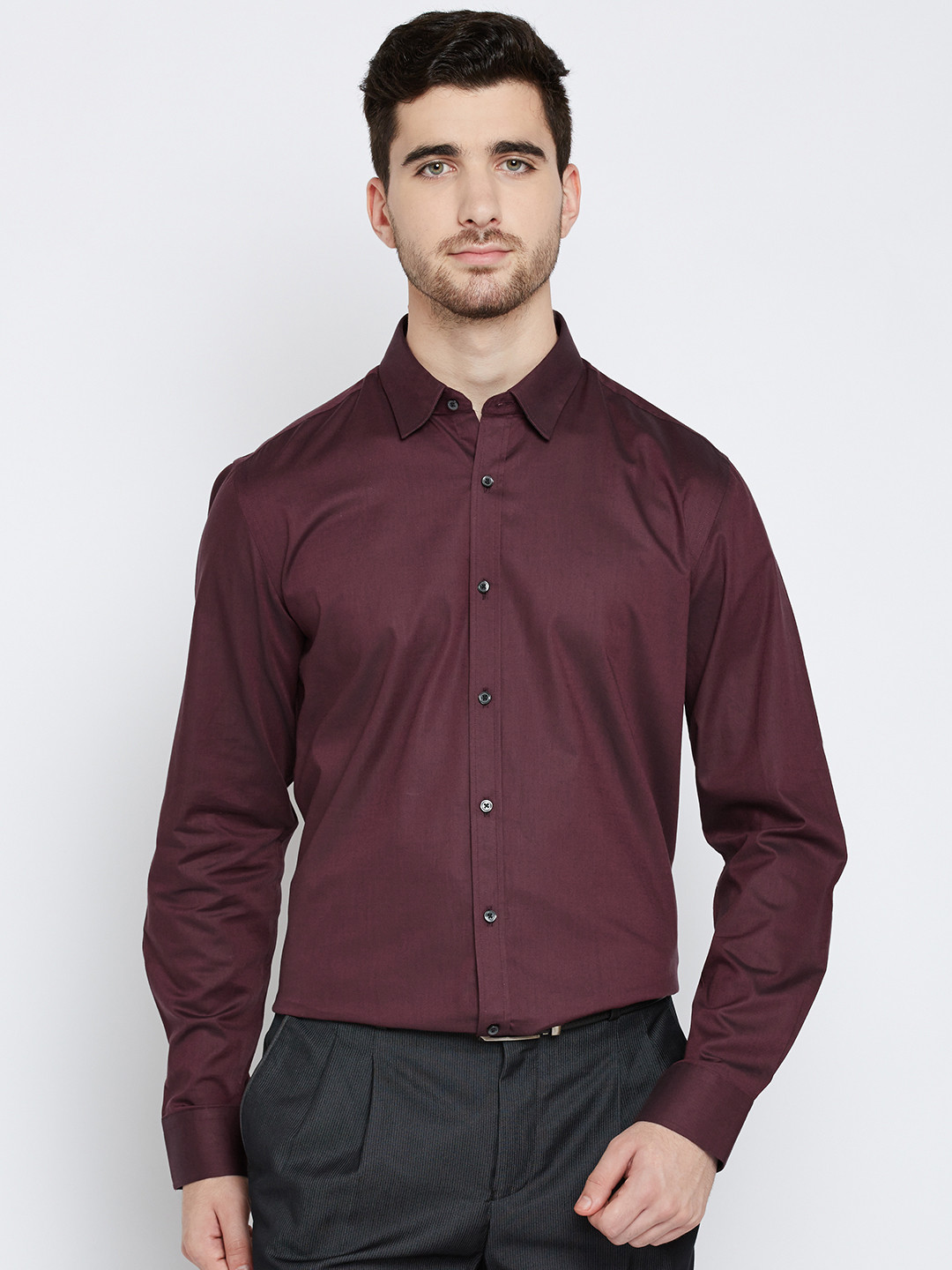 Buy Blackberrys Men Maroon Slim Fit Solid Formal Shirt Shirts for Men